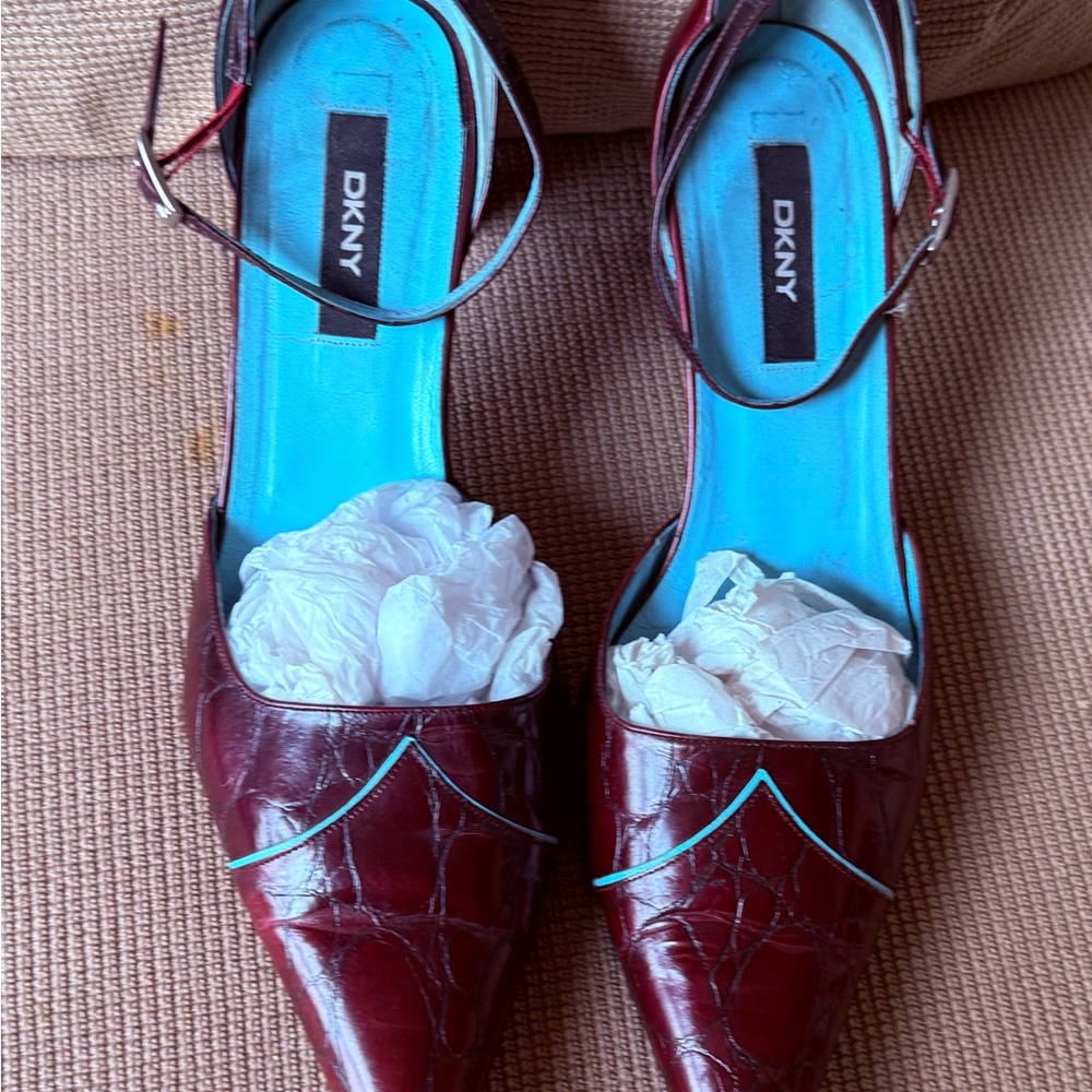 DKNY Burgundy and Teal Women's Heels
